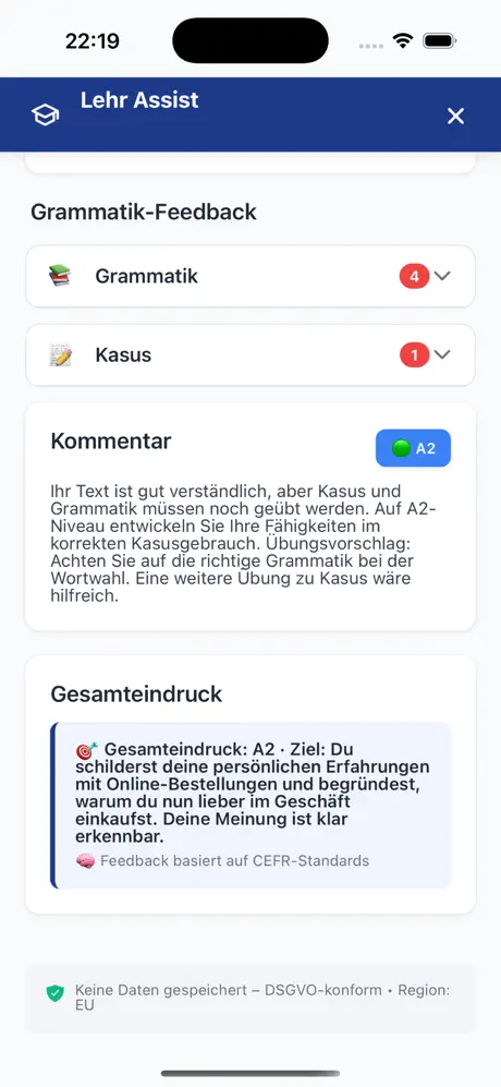 Lehr Assist – Optionen
